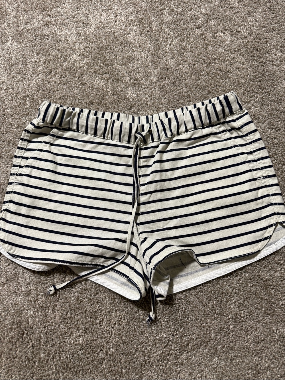 J.Crew Striped Navy & Cream Drawstring Shorts
